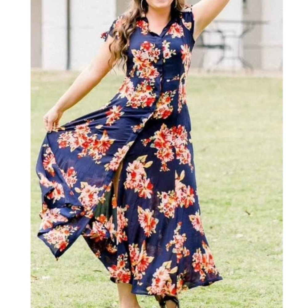 Lulus Floral Navy Dress